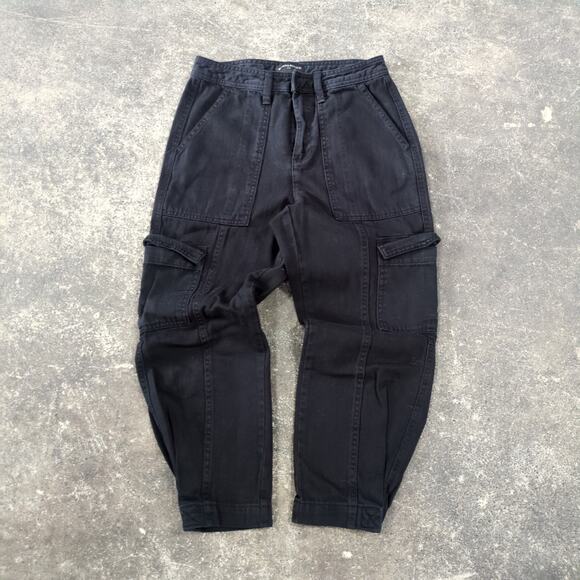 Banana Republic Cargo Ankle Pants Womens 0 Black Ankle Jogger Loose Waist 26 - Picture 1 of 8